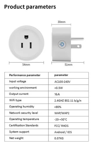 Vista 5 de Enchufe inteligente, salida WiFi compatible con Alexa y Google Assistant, Smart Outlet 16A/2200W Max, automatización del hogar inteligente, control