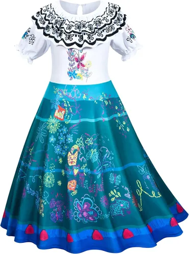 Vista 3 de Princess Dress for Girls Birthday Halloween Dress Up with Bag Glasses Earrings