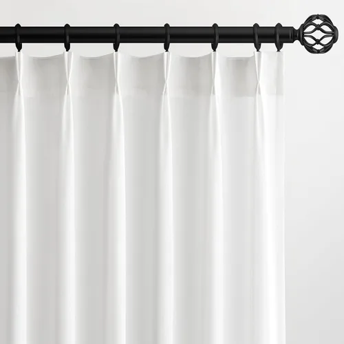 Vista 13 de Topfinel 2 paneles de cortinas plisadas de lino beige y blanco de 63 pulgadas de largo, para dormitorio y sala de estar, cortinas semitransparentes