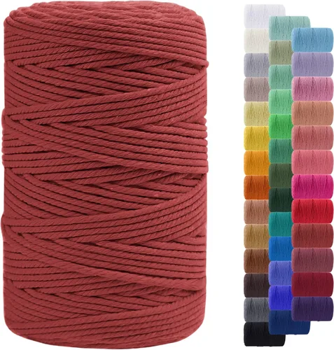 Vista 66 de Cordón de macramé de 0.079 pulgadas, cuerda de algodón natural de 109 yardas, hilo de cuerda de macramé para manualidades, ganchos de pared