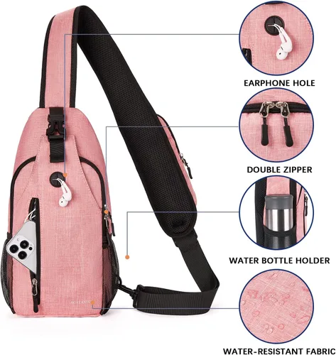 Vista 5 de BOSTANTEN Bolsa tipo bandolera, mochila cruzada con RFID, bolsa de hombro para hombres y mujeres, viajes, senderismo, casual