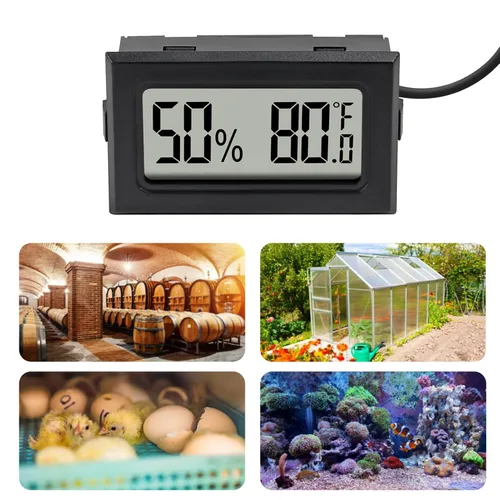 Vista 4 de Mini termómetro digital higrómetro medidor interior con sensor de sonda LCD medidor de temperatura humedad Fahrenheit medidor para incubadora reptil