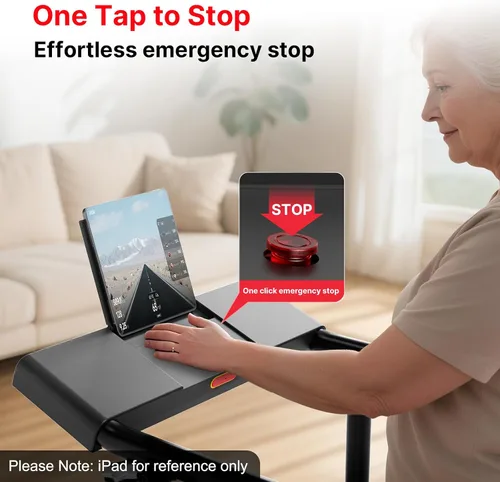 Vista 3 de Treadmill for Seniors with Long Handrails, Emergency Stop Button 4 Major Safety Protections, 300 lb Capacity, LED Display, Remote Control and