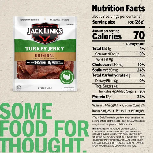 Vista 2 de Jack Links Carne seca de pavo sin glutamato monosódico, original