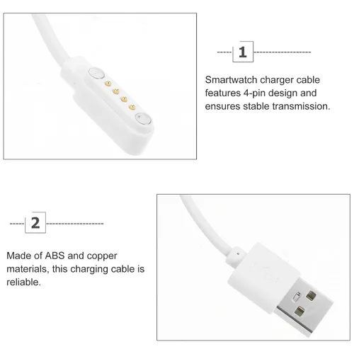 Vista 8 de Toddmomy Cable de carga magnético para reloj inteligente de 4 pines, cable de carga USB para relojes de teléfono, compatible con bandas inteligentes