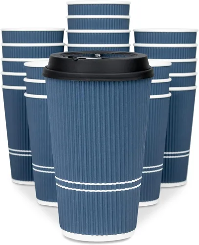 Vista 8 de Tazas de café desechables con tapas, taza de café de 16 onzas (paquete de 70). Las tazas de viaje grandes mantienen la forma con bebidas frías