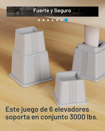 Vista 7 de ZTON Elevadores ajustables para muebles de cama, altura de 3, 5 u 8 pulgadas, elevadores resistentes tanto para postes como para ruedas de muebles