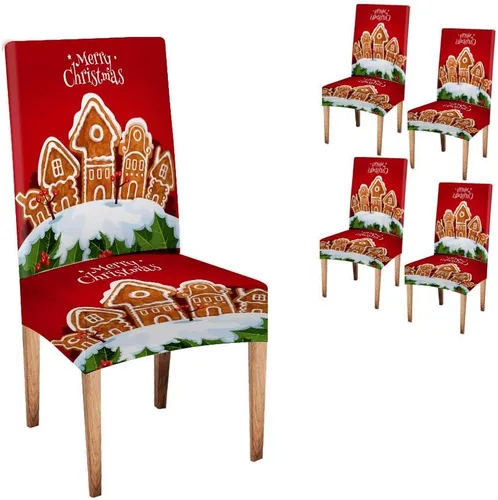 Vista 286 de CAPSCEOLL Christmas Dining Chair Covers,Snowflakes Festive Winter Pattern Stretch Chair Covers for Dining Room Set of 2 Washable Spandex Parson