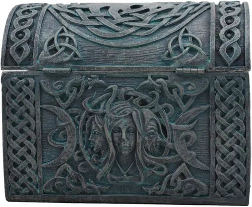 Vista 7 de Ebros Celta Triple Diosa Madre Doncelta Crone - Joyero decorativo con Trinity Triune Knotwork Wicca Witchcraft Accent 4.75 pulgadas de ancho