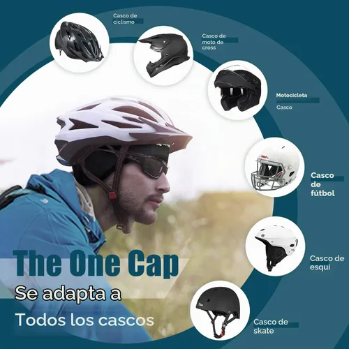 Vista 4 de Hikenture Forro de casco de invierno para hombre y mujer, gorro térmico de cráneo Negro