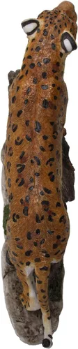 Vista 3 de Pacific Giftware Estatua realista de figura de resina de madera con diseño de leopardo de gato grande