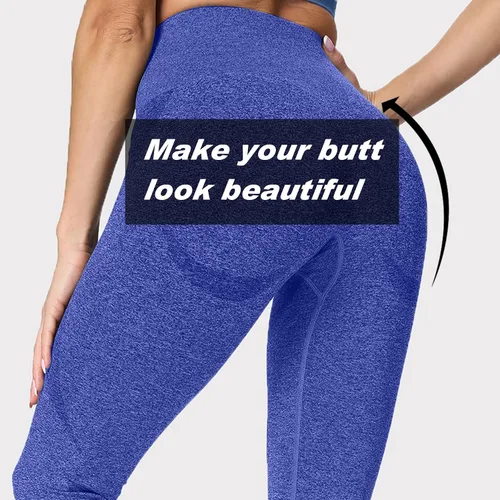 Vista 2 de Aoxjox Leggings sin costuras para mujer, con levantamiento de glúteos, cintura alta, pantalones de yoga para entrenamiento