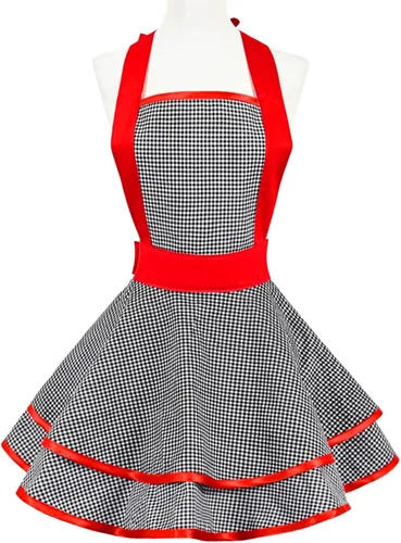 Vista 16 de Violet Mist - Lindos delantales vintage para mujeres con lunares negros, delantales retro para niñas, delantal de criada francesa, delantal sexy