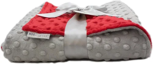 Vista 2 de MEG ORIGINAL Minky Dot - Manta para bebé, color rojo y gris