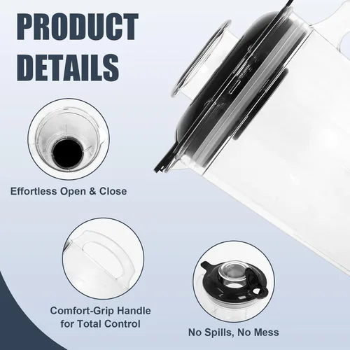 Vista 3 de Wadoy Vaso de repuesto para licuadora de 48 onzas compatible con Magic Bullet de 250 W, piezas de repuesto de plástico Tritan sin BPA, tapa a prueba