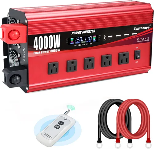 Vista 12 de Inversor de corriente 2000W 12V a 110V/120V DC a CA con pantalla LCD