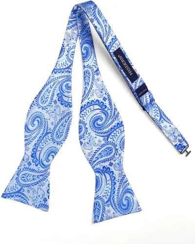Vista 141 de HISDERN Pajaritas para hombre, corbatín de cachemira para hombre, corbata de lazo y bolsillo cuadrado, juego formal de esmoquin para boda