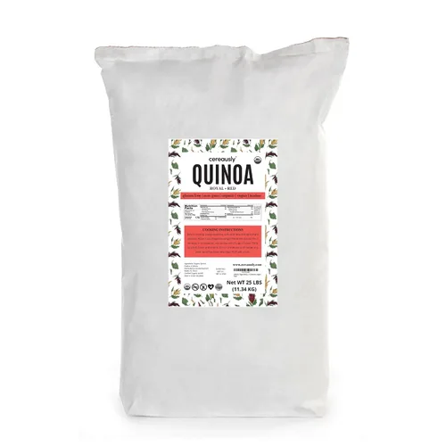 Vista 6 de CEREAUSLY Quinoa roja orgánica – Quinoa real premium de Bolivia – Quinoa Kosher y sin OMG – Quinoa vegana y con cuota de gluten – 4 libras