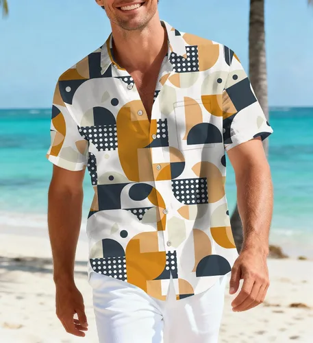 Vista 18 de Camisas hawaianas para hombre, casual, manga corta, con botones, tropical, verano, playa, con bolsillo Camisas de bolos negras para hombre