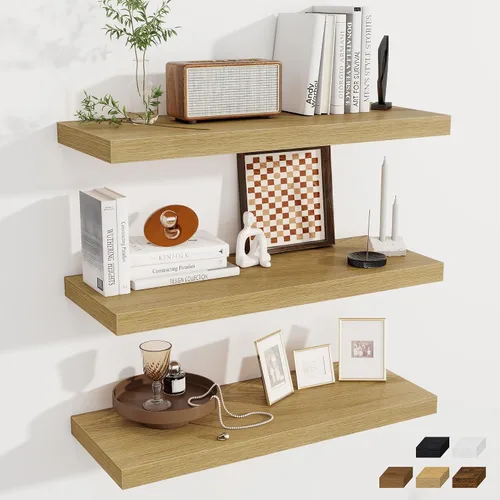 Vista 34 de Fun Memories Pequeños estantes flotantes para pared, estantes cuadrados de pared de 8 pulgadas con soportes invisibles, estantes negros para baño