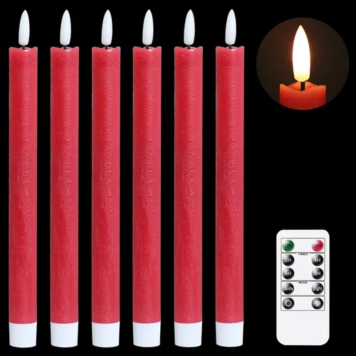 Vista 8 de GenSwin Velas cónicas negras sin llama parpadeantes con control remoto de 10 teclas, funciona con pilas, velas LED cálidas con mecha 3D