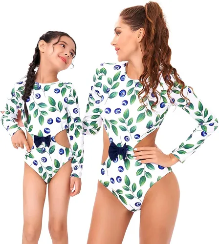 Vista 2 de Traje de baño para madre e hija, traje de baño familiar a juego para niños y niñas, conjunto de bikini con volantes para mujer, traje de baño