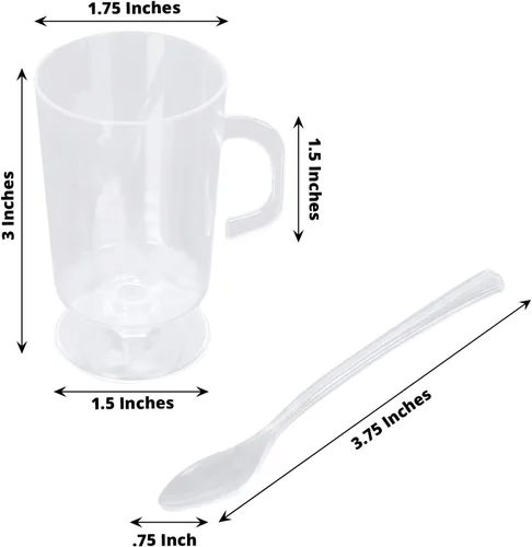 Vista 3 de Tableclothsfactory Paquete de 24 tazas de plástico transparente de 2 onzas con cucharas, tazas desechables de parfait de postre con cucharas