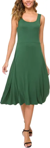 Vista 2 de Urban CoCo Vestido midi acampanado sin mangas con cuello en U para mujer vestido de verano