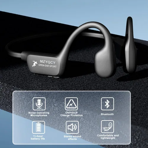Vista 2 de Auriculares de Conducción Ósea, Auriculares de Oído Abierto Inalámbricos Bluetooth 5.4 con Micrófono, Auriculares IPX6 Impermeables para Deportes