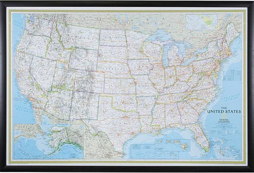 Vista 10 de Craig Frames mapa de viaje clásico de los Estados Unidos, Papel, 24 x 36 pulgadas