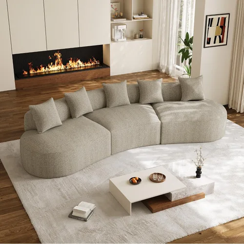 Vista 26 de Sofá seccional de gran tamaño de 147" para sala de estar, sofá moderno de lujo de chenilla suave de 4 plazas extra profundo y ancho con asiento