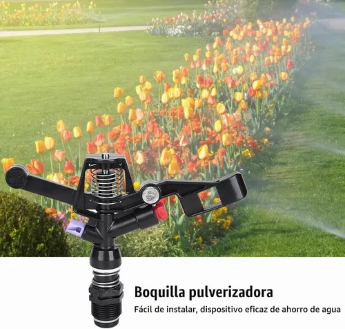 Vista 6 de Haofy Aspersor de impacto, 5 unidades de rociadores de impulso de jardín, rosca macho DN20 de 3/4 pulgadas, color negro