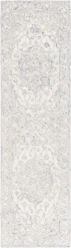 Vista 2 de Martha Stewart x SAFAVIEH - Colección de alfombras de área, 2 pies 3 pulgadas x 8 pies, marfil y azul, lana hecha a mano, ideal para sala de estar