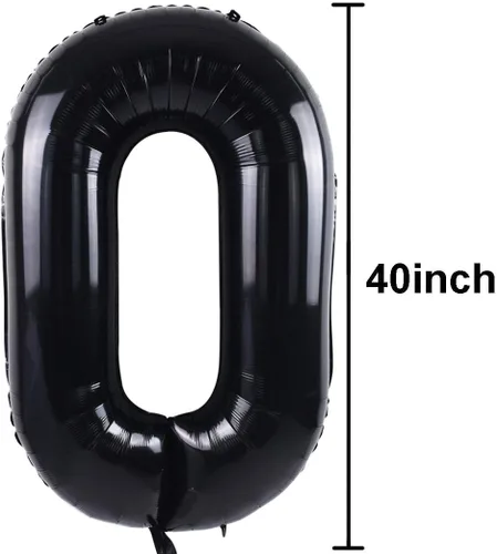 Vista 2 de Globos de números grandes, negros, de 40 pulgadas