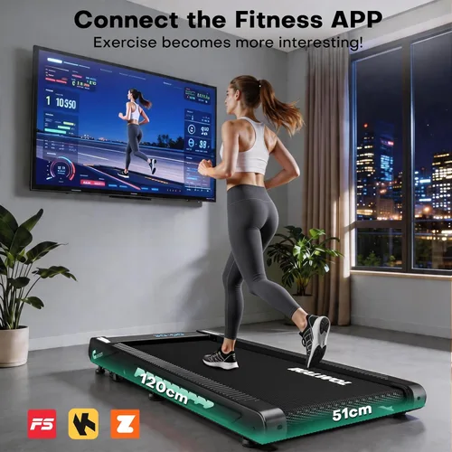 Vista 6 de 4-in-1 Walking Pad Treadmill with Speaker, 6.2MPH Walking Pad with 10% Incline, Under Desk Treadmills for Home with App Compatible, 2.75HP Brushless