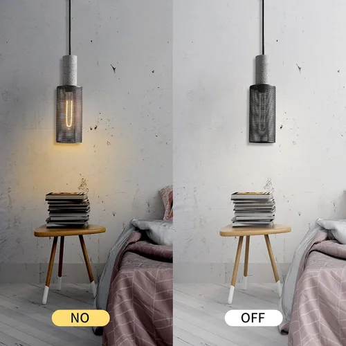 Vista 5 de Paquete de 1 lámpara colgante moderna con hormigón y pantalla de metal negro de 4 pulgadas, lámpara colgante industrial, iluminación de techo, isla