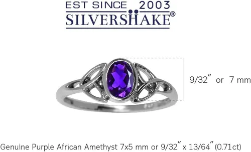 Vista 3 de Anillo Silvershake, de plata esterlina 925 con piedra de nacimiento ovalada, de 932 x 1364 de pulgada, diseño de nudo celta., plata chapada