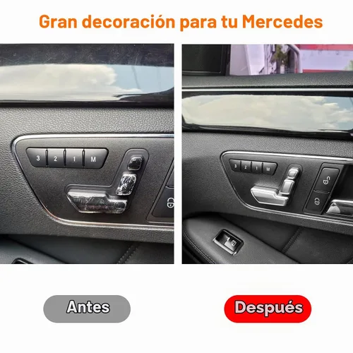 Vista 4 de Moonlinks Mercedes Benz - Calcomanías cromadas para botones de ajuste de asiento de puerta, adhesivos de botones de ajuste de asiento para clase B