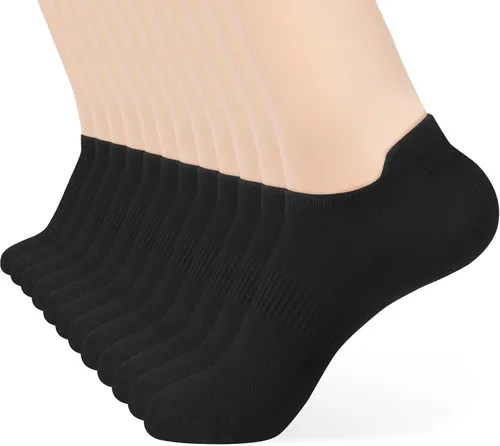 Vista 14 de ATBITER Calcetines de tobillo para mujer, delgados, atléticos, de corte bajo, con lengüeta en el talón, 6 pares 12 pares 4blanco+4negro+4gris