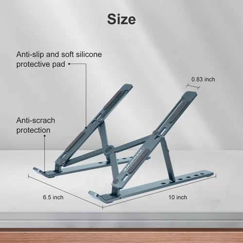 Vista 3 de Soporte ergonómico y plegable para computadora de escritorio, elevador ajustable, se adapta a todas las computadoras portátiles y portátiles