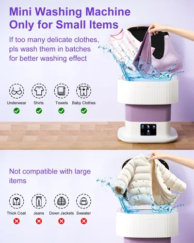 Vista 4 de 18L Portable Washing Machine, Folding Clothes Washer with Spin Basket & 3 Modes Mini Washer for Underwear, Socks, Baby Clothes Compact Washing