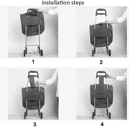 Vista 5 de Bolsa de repuesto para carrito de compras, bolsa de carrito portátil de 71 litros para carrito de compras, bolsa de almacenamiento impermeable