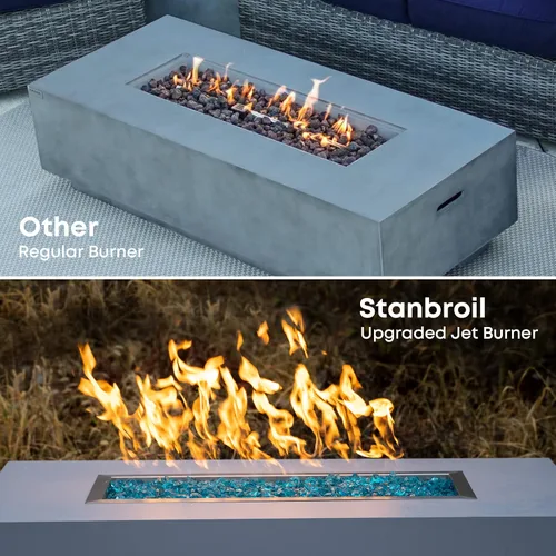 Vista 5 de Stanbroil 30" x 6" Sartén de caída lineal para hoguera con quemador de chorro mejorado, hoguera de gas natural o propano para exteriores, 54K BTU