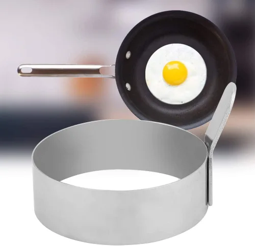 Vista 3 de Anillo redondo de acero inoxidable de 3.5 pulgadas para freír huevos, panqueques, moldes para cocinar para el desayuno