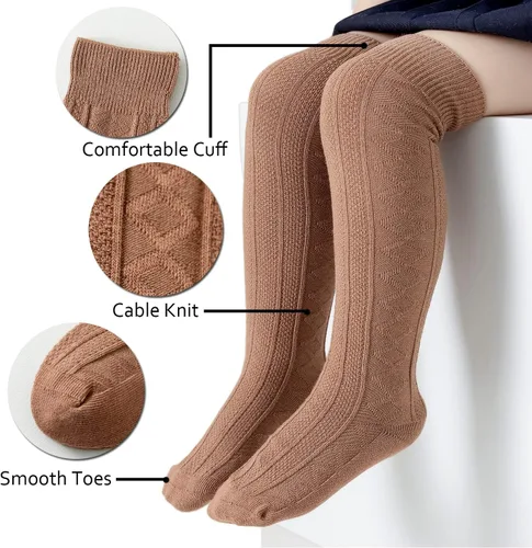 Vista 60 de EPEIUS Calcetines altos hasta la rodilla para bebés y niños pequeños (paquete de 3/5)
