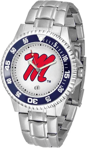 Vista 47 de SunTime Reloj de cuarzo de 1.575 in para hombre, correa de acero inoxidable de 0.787 in, esfera Gameday