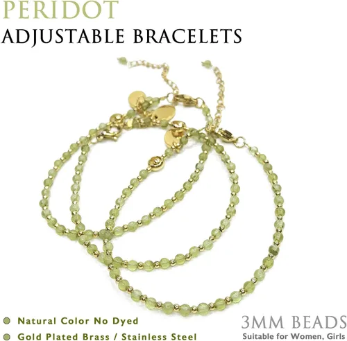 Vista 3 de Morchic - Pulsera ajustable de pulgadas para mujer, con mini cuentas de gemas naturales, serie de dijes de gemas de energía, regalo de cumpleaños