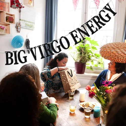 Vista 4 de Bandera energética Big Virgo, temporada de Virgo, decoración de fiesta de cumpleaños de agosto/septiembre, 12 suministros de decoración de fiesta