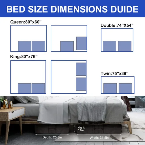 Vista 5 de Surblue Organizador de almacenamiento de zapatos debajo de la cama, solución de almacenamiento de zapatos debajo de la cama, 2 cremalleras de metal