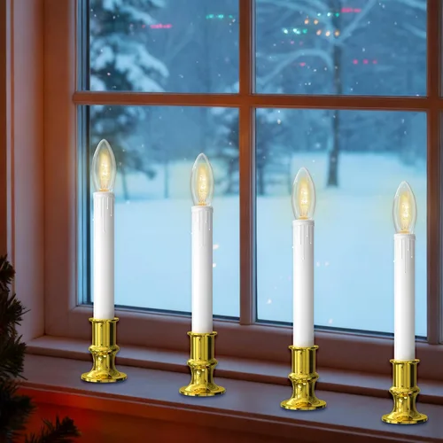 Vista 9 de Velas de ventana operadas por batería SUNSGNE, velas de ventana sin llama con sensor del atardecer al amanecer para decoración navideña de mesa